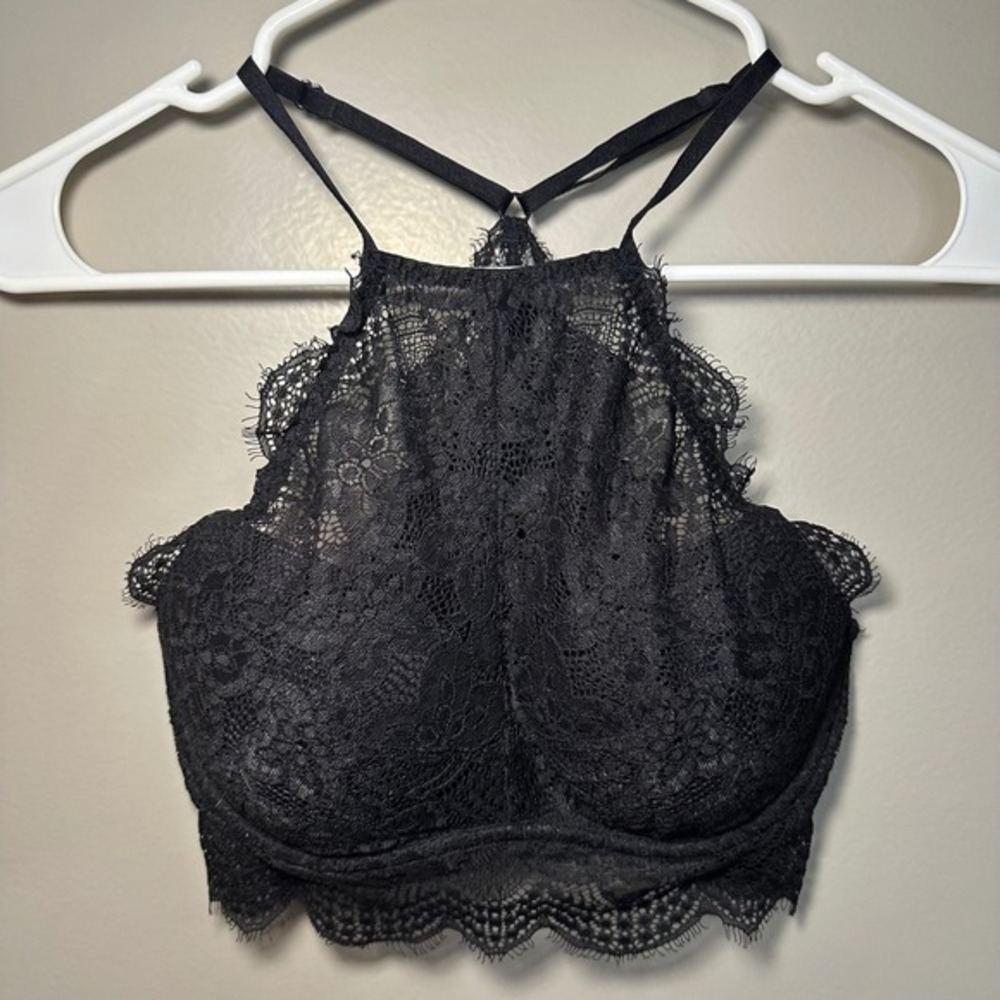 Victorias Secret PINK Push Up Bralette Women Size S Lace Dark Coquette Festival